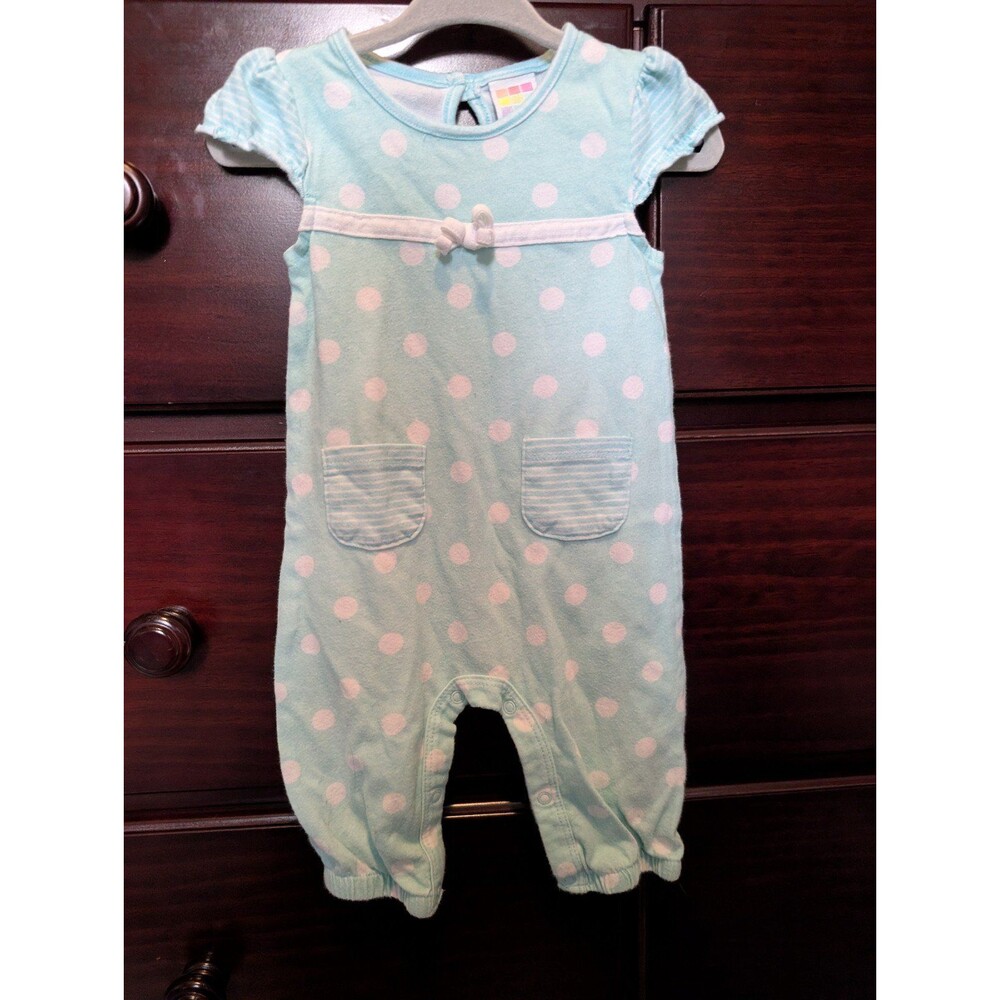 Baby Girl Blue Polka Dot Ruffle Sleeve Romper 6-9M